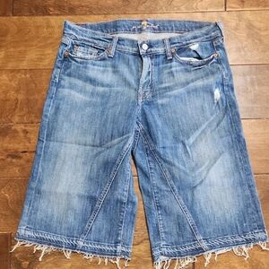 7 For All Man Kind Classic Blue Denim Long Shorts SIZE 31